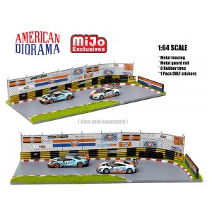AD-76533MJ 1:64 Racetrack Diorama (AutoWorld Licensed Gulf stickers pack included)